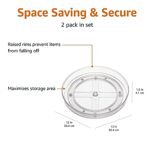 Clear Lazy Susan Turntable Organizer for Organization (2 Count)