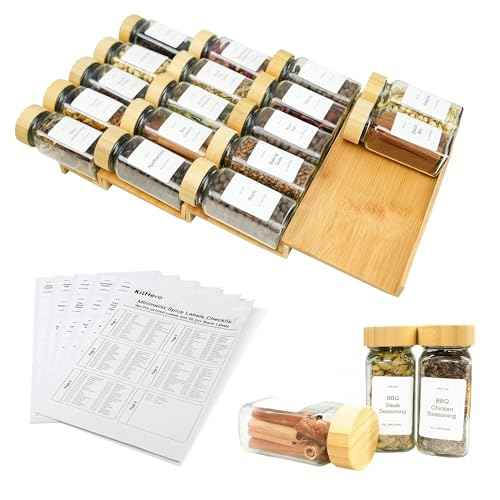Spice Drawer Organizer with 20 Bamboo