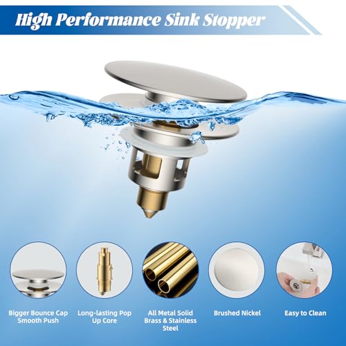 2 Pack All Metal Upgraded Bathroom Sink Stopper (2 Count)