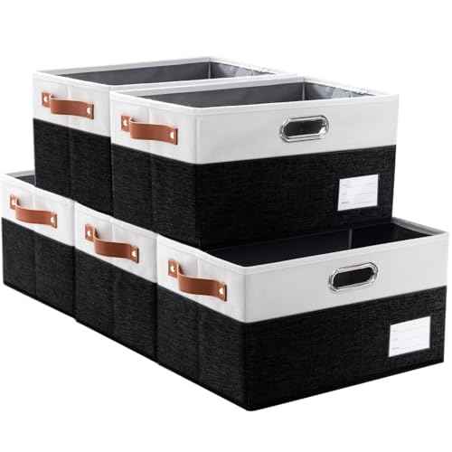 Larger Foldable Storage Bins with Handles [5 (5 Count)