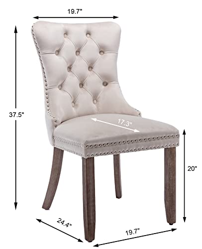 Beige Velvet Dining Chairs Set of 4 (4 Count)