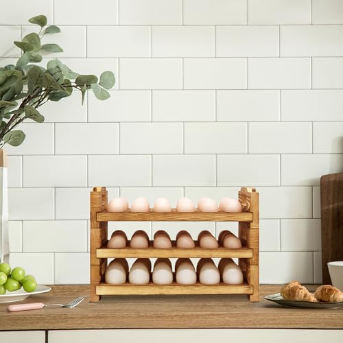 Wooden Egg Holder Countertop Fresh Egg Holders Firewood Egg Collecting Rack for Gathering Fresh eggs