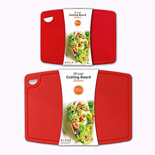 Thick Cutting Boards for Kitchen Silicone Chopping Board Set of 2 Mid 12.6'' x 9.1”