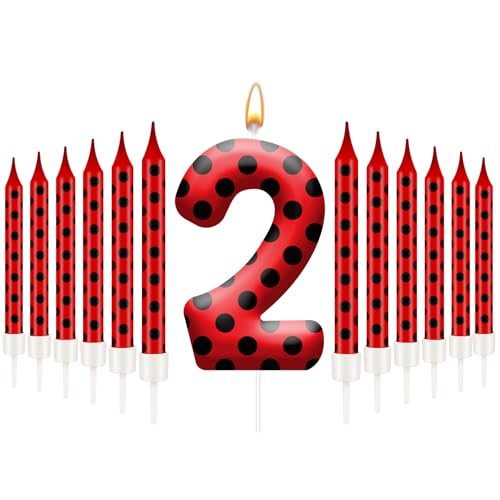 13PCS Ladybug Theme Birthday Candles Set (13 Count)