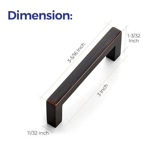 Oil Rubbed Bronze Cabinet Handles Solid Drawer Pulls 3 Inch 20 Pack (20 Count)