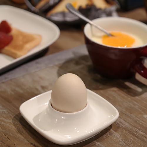 Ceramics White Egg Cups for Hard Boiled Eggs Set 6pcs (6 Count)