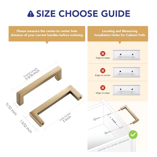 Champagne Bronze Cabinet Handles Solid Cabinet Pulls 3 Inch 30 Pack (30 Count)