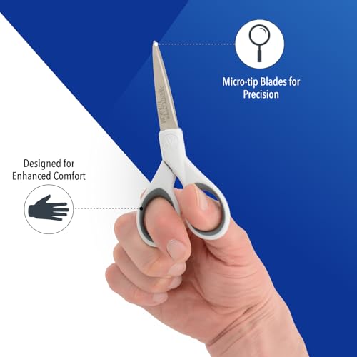 5-Inch Micro-Tip Fabric Scissors with Titanium-Bonded Blades - Craft Scissors for Paper and Fabric, Sewing, and More