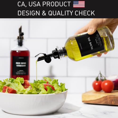 Clear Glass Olive Oil Dispenser Bottles For Kitchen (2 Count)