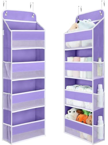 Over the Door Organizer forNursery Closet 35.2lbs Load Purple 4 Tier