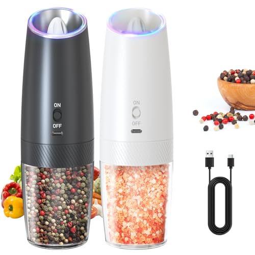 Rechargeable Salt and Pepper Grinder Set Gravity Electric Salt and Pepper Grinder Set (2 Count)