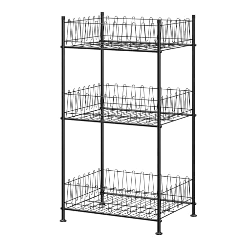 Water Bottle Organizer 3 Tier Water Bottle Holder Storage Rack Metal Drink Beverage Soda Can Organizer Shelf Stand for Floor Pantry Kitchen Classroom Food Storage