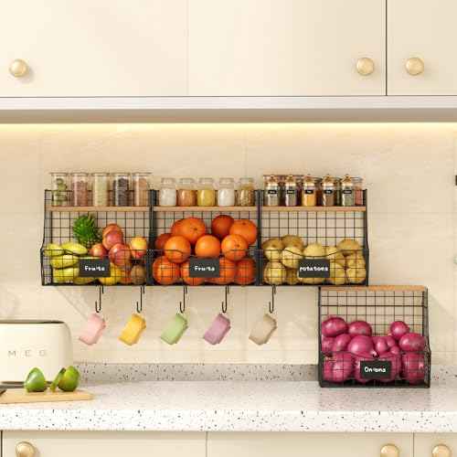 4 Pack Fruit Basket for Kitchen with Lid (4 Count)