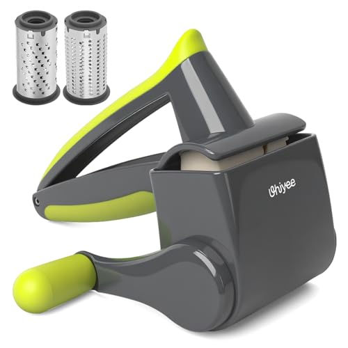 Patented Handheld Parmesan Cheese Grater with 2 Rotary Drums