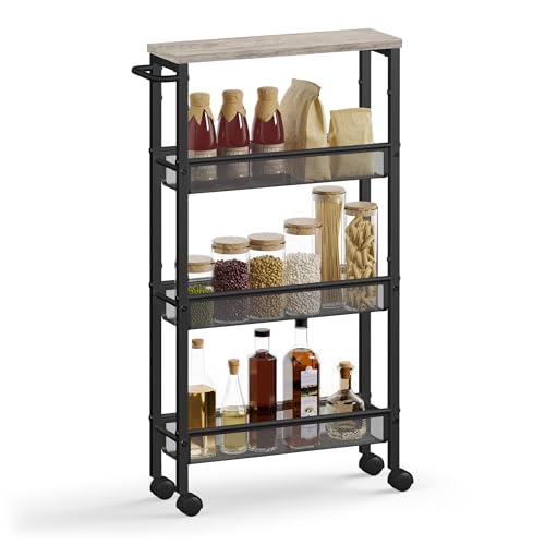 4 Tier Slim Rolling Storage cart with Wheels