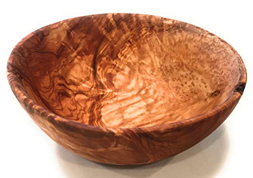 8" Artisan Olive Wood Serving Bowl Wooden Farmhouse Décor Bowl for Fruit