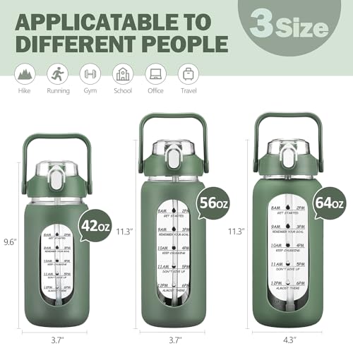 42oz Glass Water Bottles with Straw