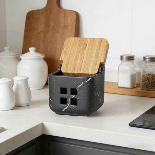 Ceramic Garlic Keeper with Bamboo Lid