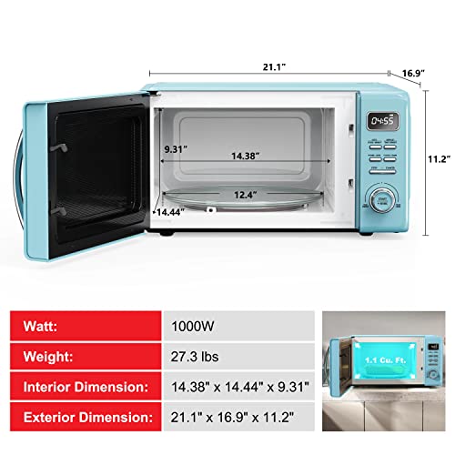 GLCMKZ11BER10 Retro Countertop Microwave Oven with Auto Cook & Reheat