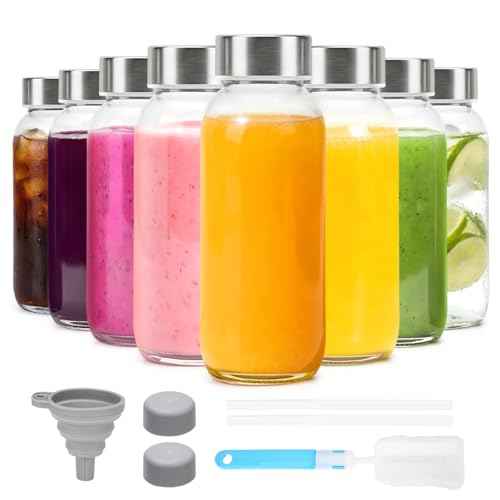 Glass Juice Bottles with Lid 12 oz