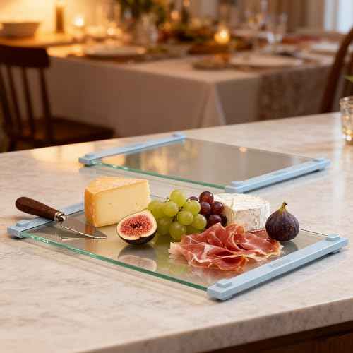 2PCS Glass Cutting Board with Silicone Grip (2 Count)