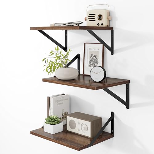 16W x 12D Deep Floating Shelves Set of 3 Walnut (3 Count)