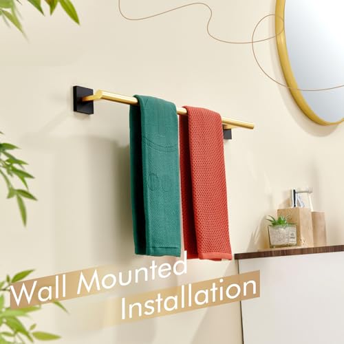 Bathroom Towel Bar Bath Towel Holders for Toilet Kitchen Cabinet Wall Mount 24 Inch Black with Gold Stainless Steel B4005GDK