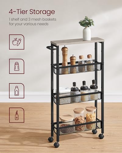 4 Tier Slim Rolling Storage cart with Wheels