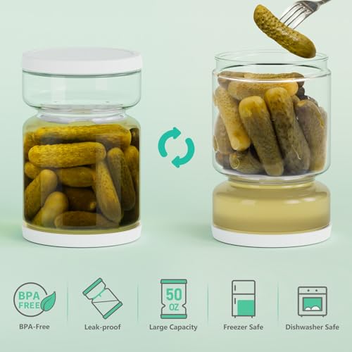 Glass Pickle Container with Strainer