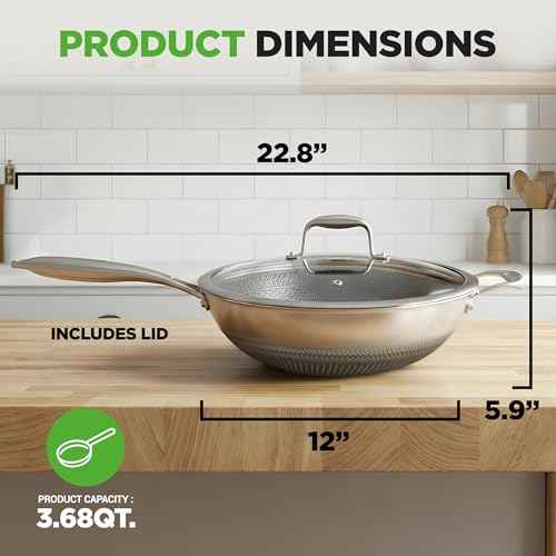 12" Stainless Steel Durable Wok