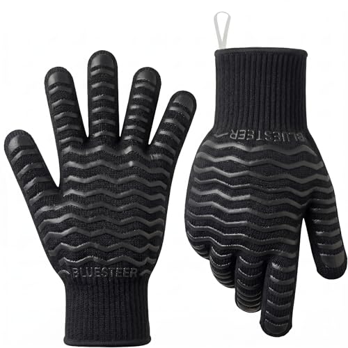 BBQ Gloves 1472°F Heat Resistant Oven Gloves with Fingers (9.6 Ounce)