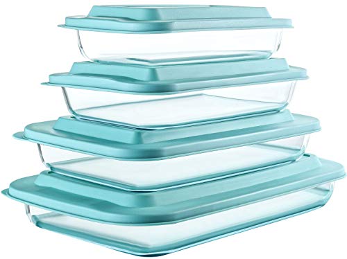 8 Piece Deep Glass Baking Dish with Lids (8 Count)
