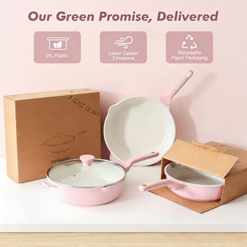 Nonstick Ceramic Skillet with Lid 10