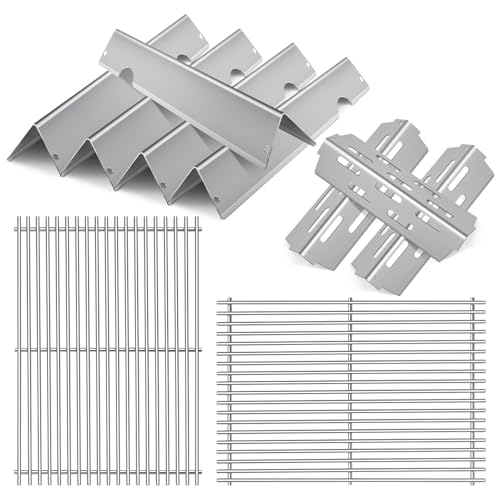 Stainless Steel Grill Flavorizer Bar Heat Plates with 2 Pack Grates BBQ Gas Grill Replacement Parts for Weber Genesis II 300 Series Genesis II E