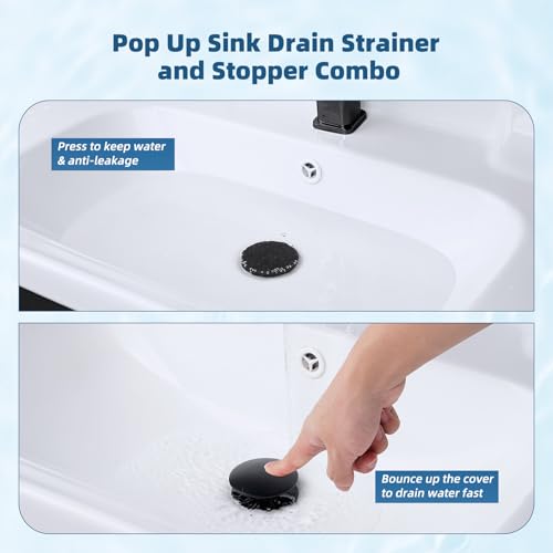 2 Pack Upgraded 3 in 1 Bathroom Sink Drain Strainer (2 Count)