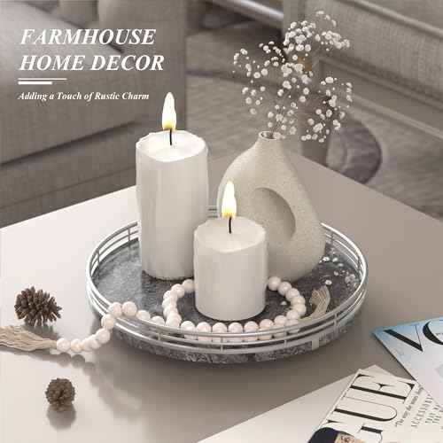 AHM10 Inch Gray Marble Lazy Susan with Silver Iron Frame
