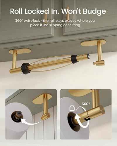 Gold Paper Towel Holder Under Cabinet with Damping Self Adhesive