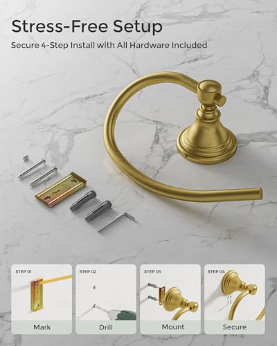 Gold Towel Ring Wall Mounted for Bathroom