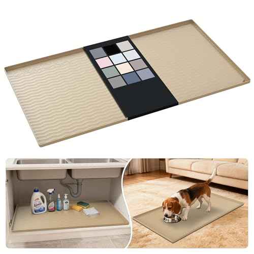 Waterproof Silicone Under Sink Mat 40'' x 22'' Shelf Liner for Kitchen and Bathroom