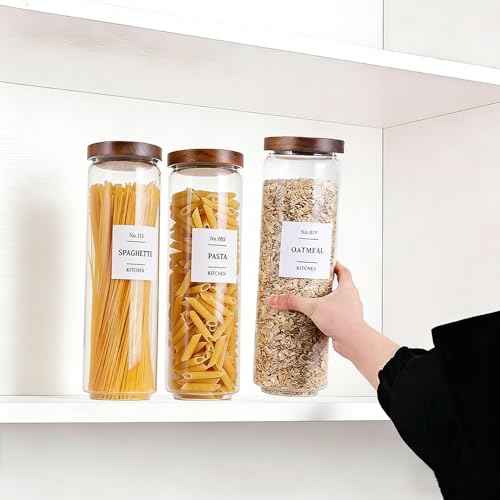Glass Pantry Storage Jars with Acacia Airtight Lid (3 Count)