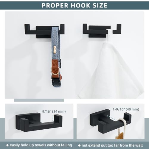 Bathroom Towel Hook Matte Black (2 Count)