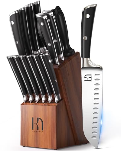 15 Pcs Japanese Knife Set with Sharpener