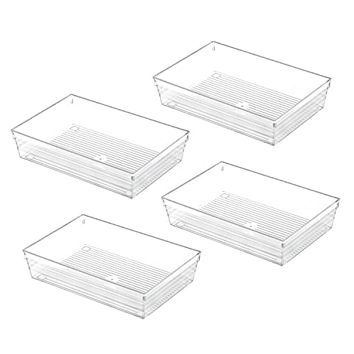 Clear Plastic Drawer Organizer Tray for Vanity Cabinet (4 Count)