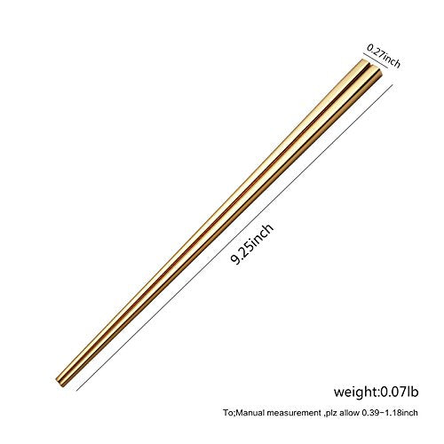 5 Pair Gold Stainless Steel Chopsticks