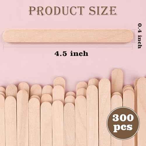 300 Pcs 4.5" Length Popsicle Wooden Sticks (300 Count)