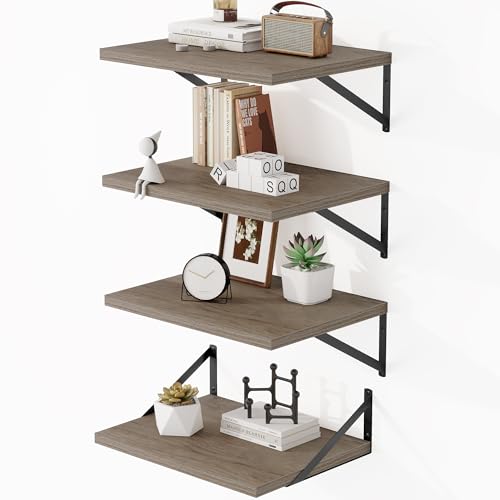 16W x 12D Deep Floating Shelves Set of 4 Grey (4 Count)