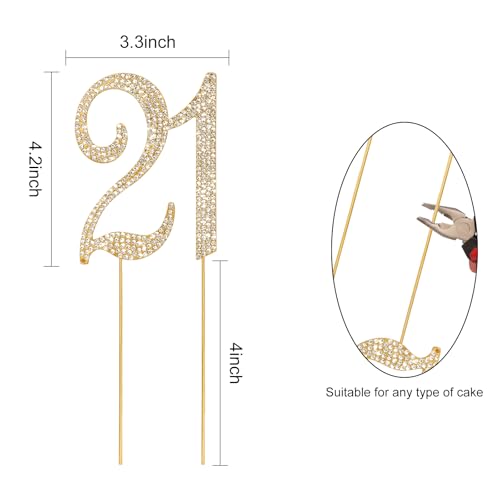 Cake Topper Gold Rhinestone Cake Topper 21st Birthday Decorations