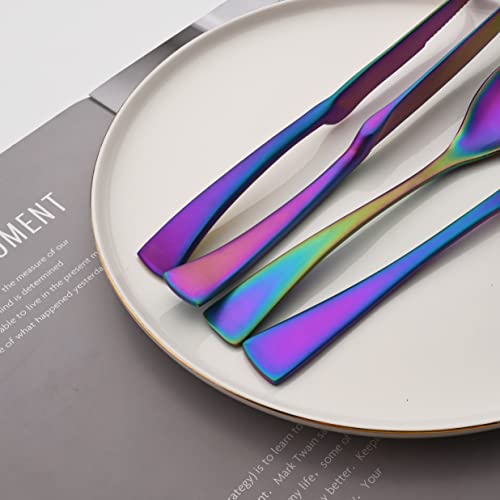 Luxury 18 10 Stainless Steel Matte Rainbow Colorful Flatware Set