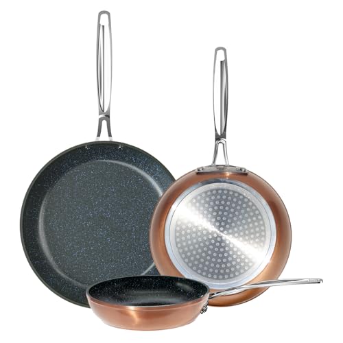 3-Piece 8”, 10”, 12” Forged Lightweight Frying Pan Set, Cozy Blue