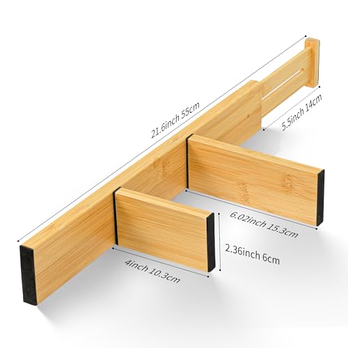 Adjustable Bamboo Drawer Dividers with Inserts